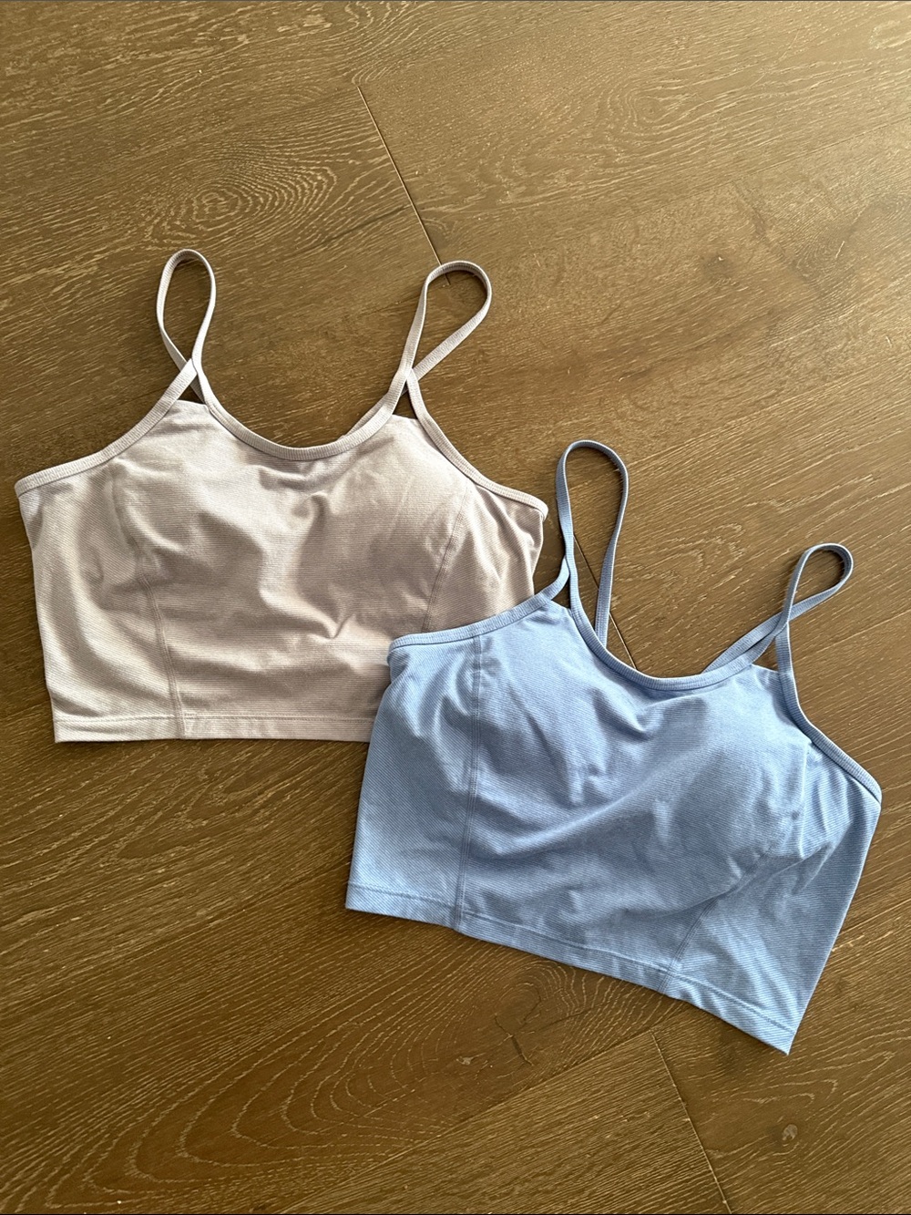 Prana Seamless Camisole Crop Tops/Sports Bras Lot in Light Blue and Light Gray